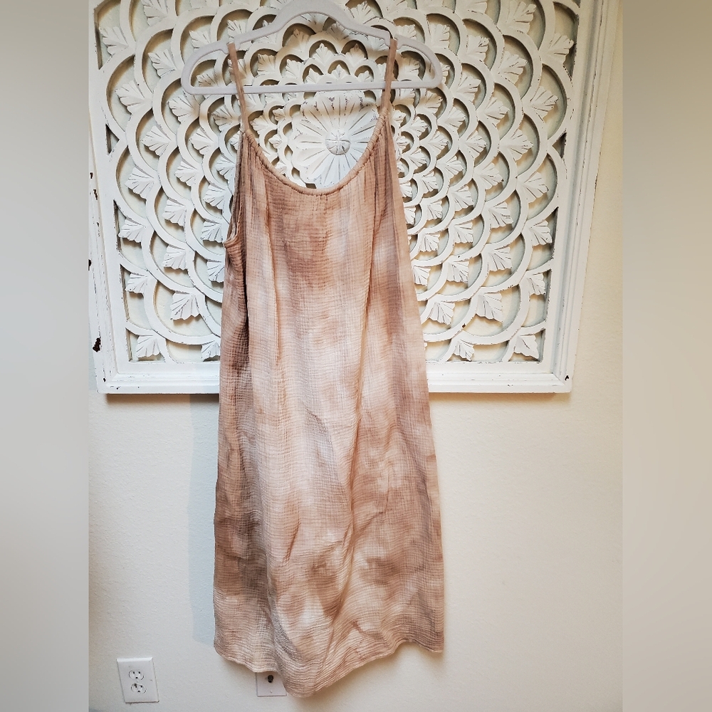 Kona Sol Upcycled Gauze Tank Dress Size Small Tea Dyed Tie Dyed - Picture 9 of 9